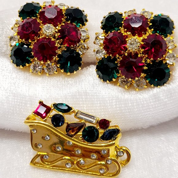 CHRISTMAS HOLIDAY JEWELRY Pins and Earrings set - Picture 3 of 16